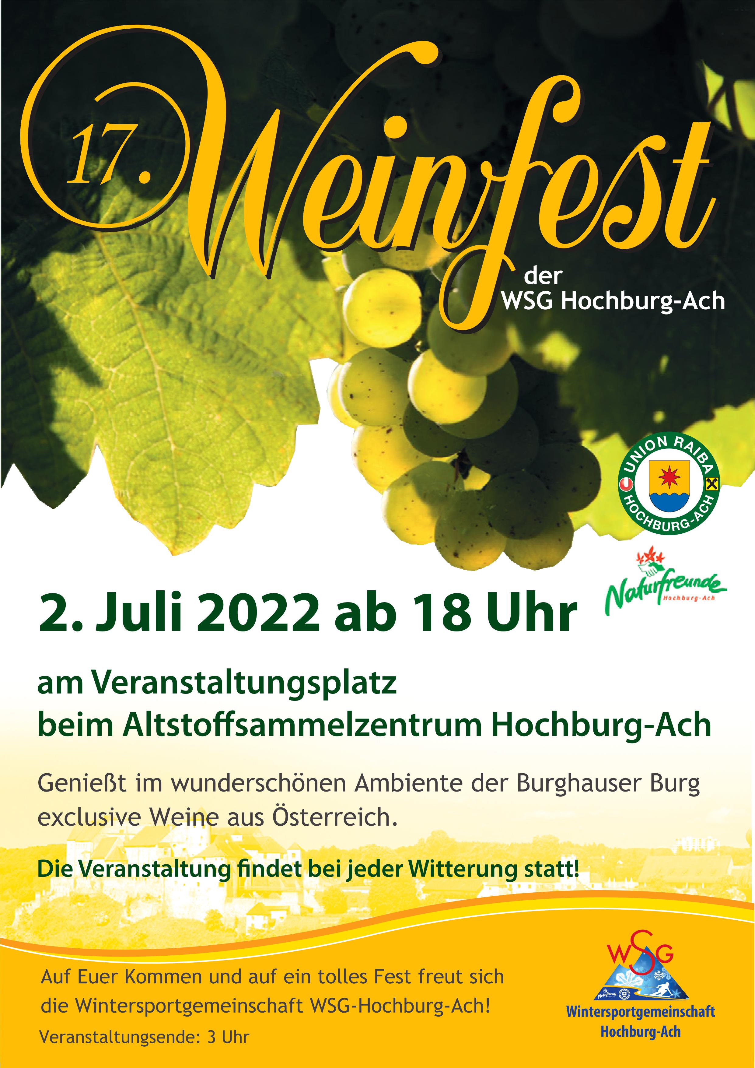 Plakat WSG-Weinfest 2022